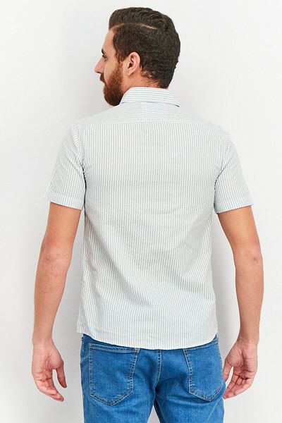 DeFacto Erkek Turkuaz Regular Fit Çizgi Desenli Kısa Kollu Gömlek R1113AZ21SM