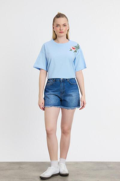 Rays Μπλουζάκι Κεντημένο Μπλε Λουλούδι 2150-21
