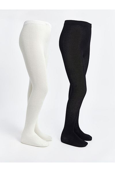 LC Waikiki Lcw Kids Black Basic Girls' Pantyhose 2-Piece