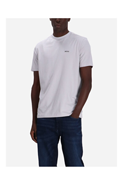 BOSS Erkek regular fit Kısa Kollu Düz Bisiklet Yaka Beyaz T-Shirt 50506373-054