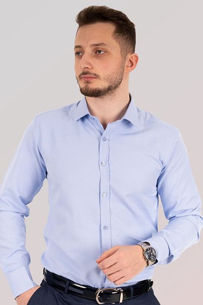 Etikmen Ανδρικό πουκάμισο Slimfit με σχέδιο μπλε σκιάς