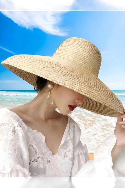 Trenderrs Women's Vintage Audrey Hepburn Model Handmade Organic Straw Hat