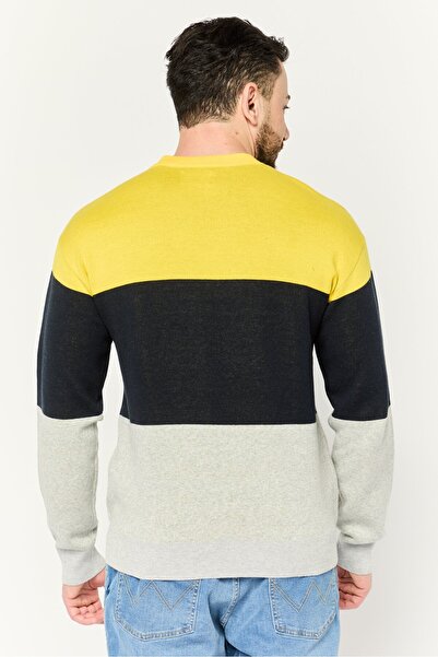 Perry Ellis Men Crew Neck Long Sleeve Brand Logo Sweater, Multicolor