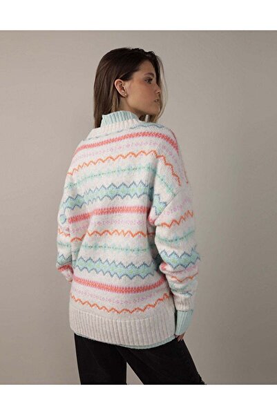 AMERICAN EAGLE سترة AE كبيرة الحجم ذات رقبة دائرية من Fair Isle