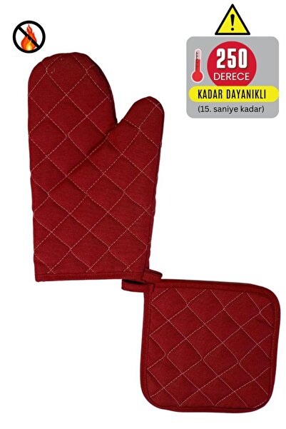 Home طقم قفازات وحاملات الفرن - (1 قفاز - 1 حامل) - مقاوم للحريق ومقاوم للحرارة