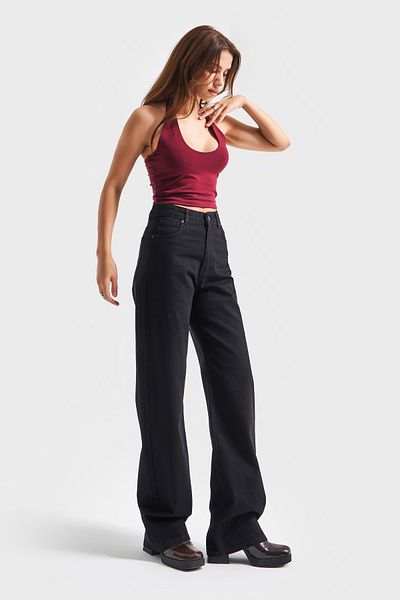 its basic Women Black Color 1S5-1 High Waist Accept Back 100% Kotten Denim Jeans