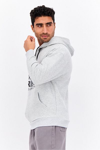 RBX Men Sportswear Fit Long Sleeve Outdoor Hooded Sweatshirts, Grey