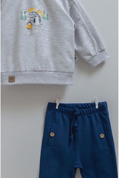 Caramell Baby Boy Set - 100% Cotton, Seasonal, Pocket Detailed, Color-Gray