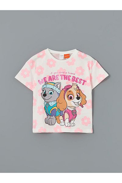LC Waikiki LCW Kids Ecru Rundhalsausschnitt Paw Patrol bedrucktes Baby Mädchen T-Shirt