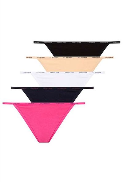 U.S. Polo Assn. BAZA. Polo Assn. 67000 Slip pentru femei Set de 5 - Negru, piele, alb, fucsia, bleumarin