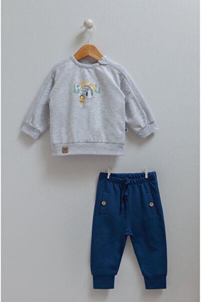 Caramell Baby Boy Set - 100% Cotton, Seasonal, Pocket Detailed, Color-Gray