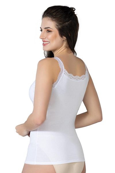 Emay Tricou alb din dantelă din bumbac modal 1411