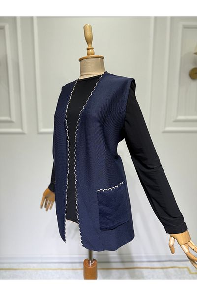ModaMinar Women's Woven Knitwear Pocket Mother's Vest