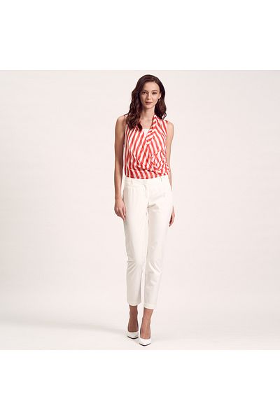 Desa White Slim Fit Women's Trousers