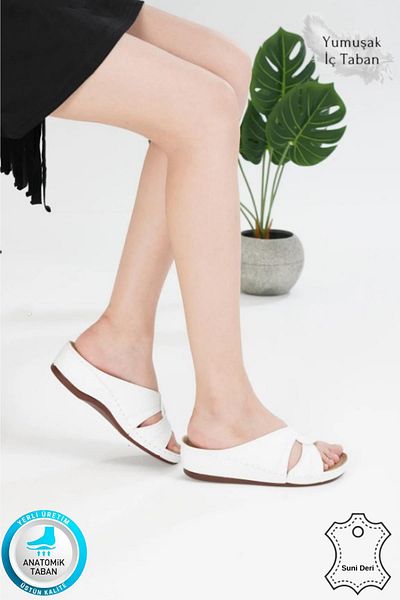 Neon Shoes Putu Cross Comfort Model Papuci ortopedici de zi cu zi pentru femeie de vârstă mijlocie Papuci de casă și de exterior