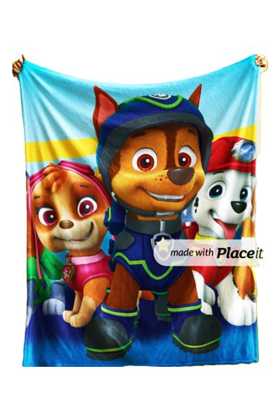 Elmas Dizayn سرير أريكة تلفزيون للأطفال من Paw Patrol - بطانية مقاومة للبقع