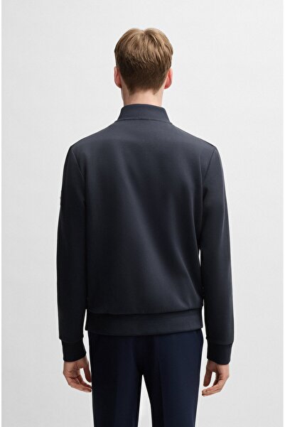 BOSS Erkek Normal Kesim Dik Yaka Kapitoneli Uzun Kollu Lacivert Ceket 50532767-404