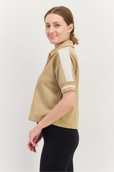 Puma Women Sportswear Fit Short Sleeves Outdoor Track Jacket, Tan