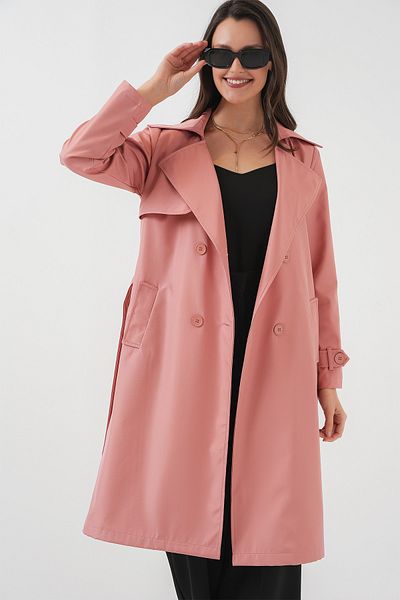 Bigdart 5918 Trenchcoat mit zweireihigem Kragen – Rosa