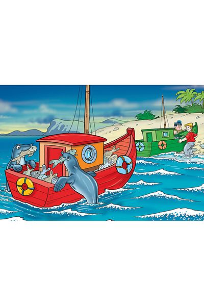 Art Puzzle Art Kids Happy Seal Fish 25 Piece Wooden Puzzle