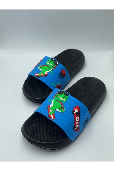 GEZER Boy's Slippers. Non-Slip Sea Beach Pool Bathroom Garden Boy's Slippers (Dinosaur Patterned)