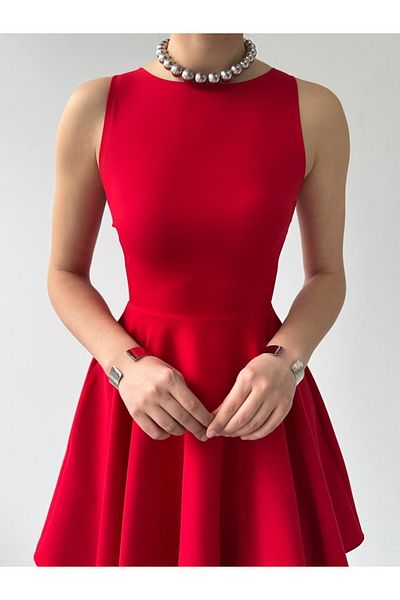 Julidress Pocket Detail Skirt Flounce Crew Neck Mini Premium Dress