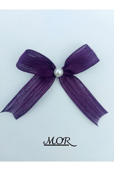 SEVİMLİ TASARİMLAR Pearl Detailed Naples Linen Ribbon Ready-Made Bow (30 Pieces)