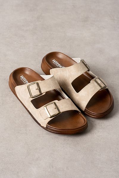 NOVİNS Unisex Double Buckle Stylish Comfortable Orthopedic Sole Summer Slippers