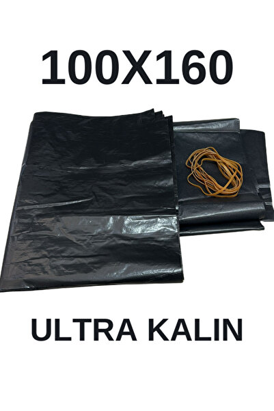 Mezpack Ambalaj 10 Adet SİYAH Lastikli 100x160  Ultra Kalın Ev Taşıma Taşınma Poşeti Nakliye Çuvalı Nakliyat Torbası