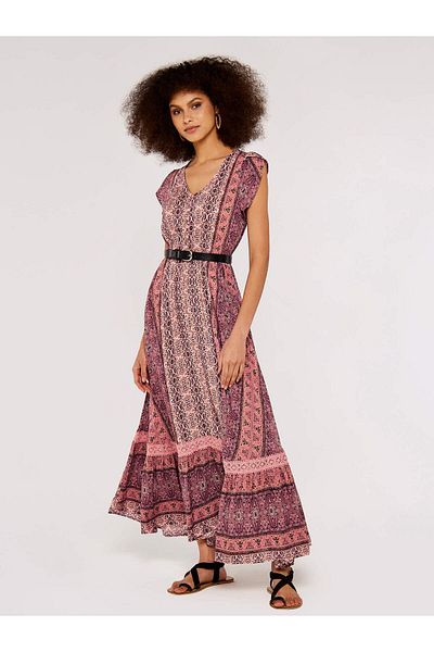 Apricot Maxikleid mit Paisleyprint