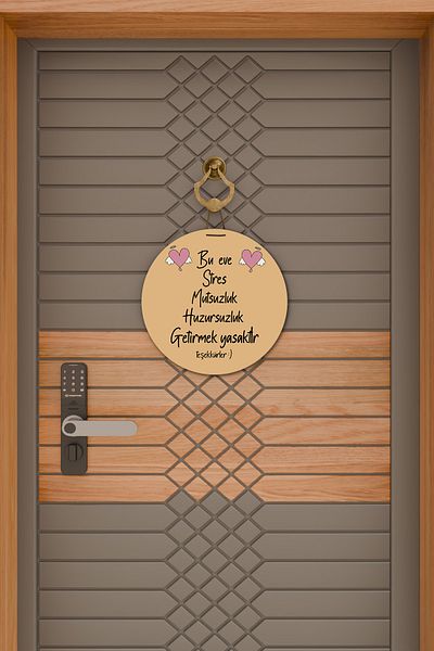 Dormot Home Modern Wooden Door Ornament - This House with Light Brown Background, Stress-Prohibited Wall Ornament - Outdoor Door Ornament