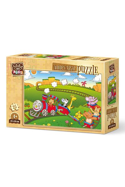 Art Puzzle Art Kids Animals Train 25 Piece Wooden Puzzle