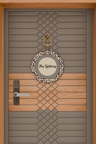 Dormot Home Modern Wooden Digital Print Door Ornament - Leopard Pattern Outdoor Door Ornament