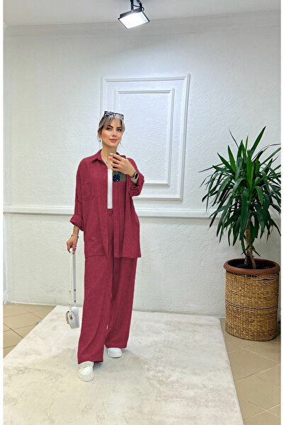 Kiremit Women's Loose Elastic Waist Linen Set (Summer Season)