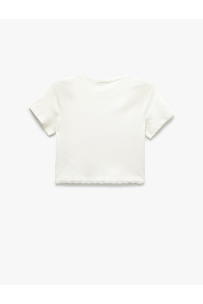 Koton Κοντό μανίκι Crew λαιμόκοψη Βαμβακερό φιόγκο με στάμπα Crop πιτζάμα