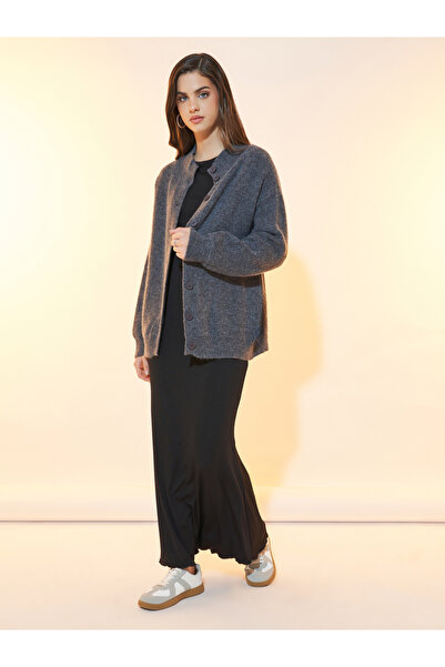 Styli Longline Front Button Placket Knitted Cardigan