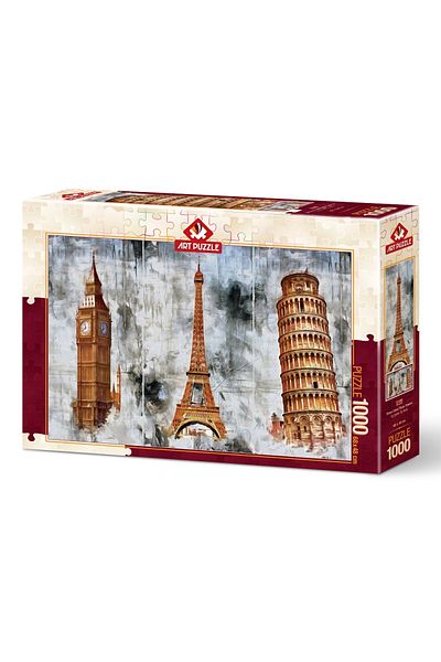 Art Puzzle Three Cities Three Towers 1000 Piece Puzzle