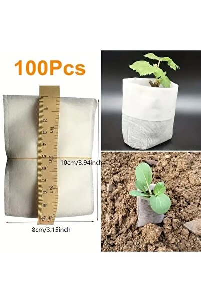 Choice G1672A 8x10 سم 100 قطعة أكياس مشتل البذور القابلة للتحلل البيولوجي، أكياس زراعة النباتات غير المنسوجة، وعاء شتلات من القماش