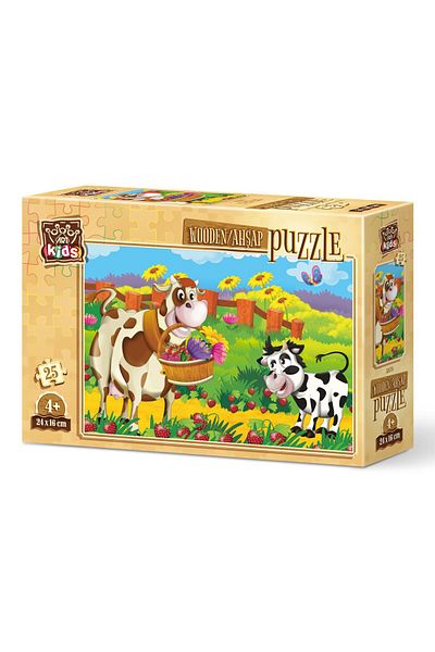 Art Puzzle Art Kids Romantic Cow 25 Piece Wooden Puzzle