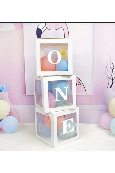 Çemrek Süs Parti One White Balloon Box 25-25 cm