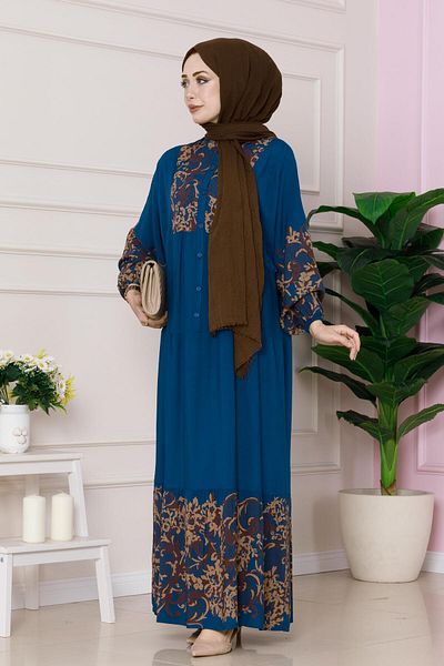 Sevitli Robalı Zühre Viscon Dress-Indigo