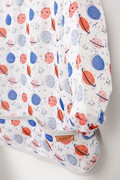 HAMUR Proof Long Sleeve Liquid Proof Event Food Activity Kindergarten Nursery Baby Kids Bib Planet 2-4