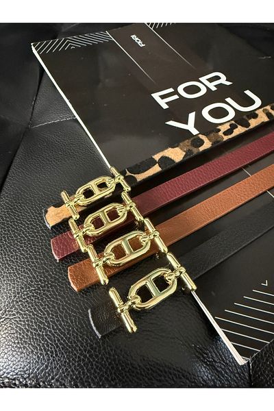 Fiori Curea subțire cu cataramă aurie, centură pentru pantaloni, centură pentru cămașă, centură pentru jachetă
