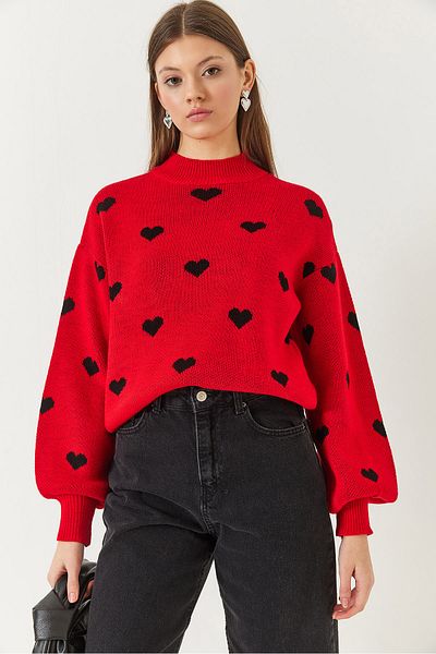Bianco Lucci Pulover de damă cu modele de inimă 20246913