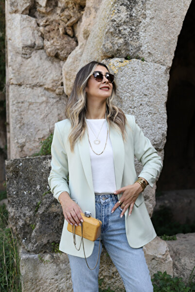 bytugcekaya Water Green Blazer - Μανίκι με λεπτομέρεια