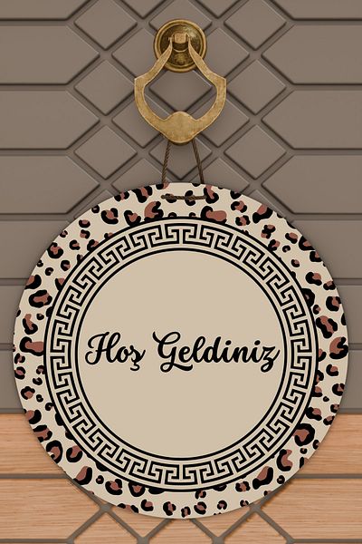 Dormot Home Modern Wooden Digital Print Door Ornament - Leopard Pattern Outdoor Door Ornament