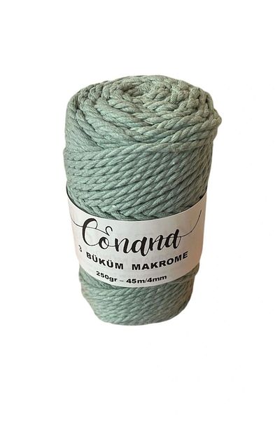 CONANA 3 Twist 4mm Macrame Rope (250Gr-45M) Cotton (1 Piece) Mold Green