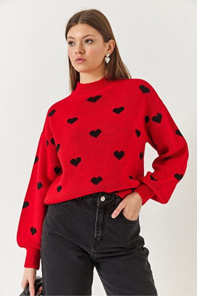 Bianco Lucci Dámský pletený svetr se vzorem srdce 20246913