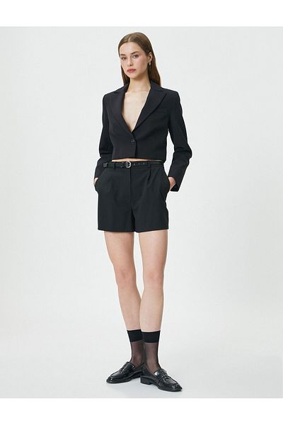 Koton Λεπτομέρεια ραφής με κουμπιά σακάκι Crop Blazer