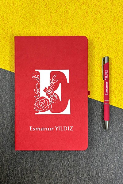HediyeHanesi Kişiye Özel İsimli Kırmızı Ajanda Not Defteri ve Kalem Seti 2413...
